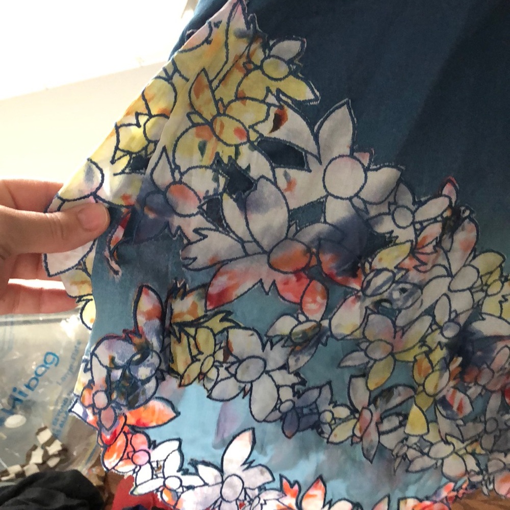 Catherine Malandrino Teal Blue Floral High-Low Dress - Picture 5 of 5